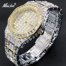MISSFOX – Montre Baguette de Luxe pour Homme, bracelet large en diamant Royal, directe