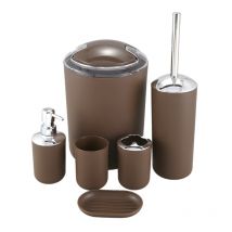 6 pièces/ensemble accessoires de salle de bain de luxe porte-brosse à dents en plastique tasse distributeur de savon plat porte-brosse de toilette ensemble poubelle