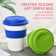 1PC 400ml réutilisable chaleur isolé en céramique voyage tasses thé café voyage tasse tasse avec couvercle en Silicone tasse