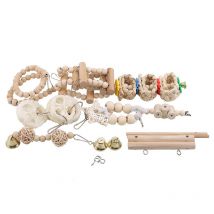 8 pièces perroquet jouet bois oiseaux debout support à mâcher jouets perle boule coeur étoile forme perroquet jouet oiseau jouets accessoires fournitures