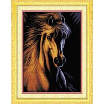 Broderie pour le bricolage | Point de croix, ensembles pour kits de broderie, kit de point de croix panoramique avec motif de feu de nuit imprimé de cheval, croix d'animaux