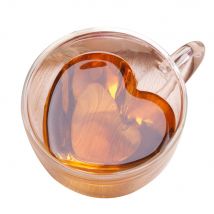 Tasse en verre à Double paroi en forme de cœur, tasse à Double paroi en forme de cœur, pour jus de citron ou lait