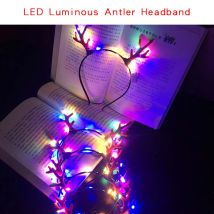 LED bois bandeau jouets enfants femme mignon noël bandeau décoration fournitures fête brillant bois bandeau cheveux cerceau