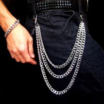 Chaîne métallique Punk argent multicouches sur pantalon, jeans, Hip Hop, pantalon, pantalon, pantalon, ceinture gothique, Rock, pour hommes et femmes