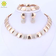 Dubai or couleur bijoux ensembles mariage nigérian perles africaines cristal ensemble de bijoux de mariée femmes fête de mariage