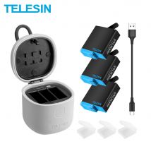 TELESIN 3PACK batterie pour GoPro Hero 8 3 emplacements chargeur avec TF lecteur de carte stockage chargeur pour GoPro Hero 8 7 noir 6 5