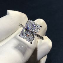 Bague de luxe en argent Sterling 925, coupe rayonnante, 4ct, imitation diamant cz, bague de fiançailles, de mariage, bijoux de fête pour femmes