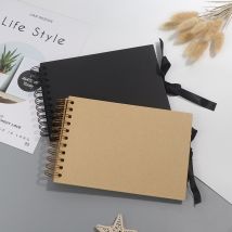Albums photos 80 Pages noires livres de mémoire A4 papier d'artisanat bricolage Scrapbooking Photo 12 stylos marqueurs mariage anniversaire pour enfants