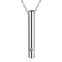 Cylindre pour animaux de compagnie crémation urnes collier en acier inoxydable cendres mémorial conteneur tenir 72XF