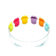 Étiquettes pour verre à vin, marqueur B, 6 pièces/ensemble en Silicone Style langue, fête dédiée à la ventouse