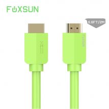 Foxsun câble HDMI [6.6 pieds/2 M] Ultra-HD (UHD) 4 K câble HDMI 2.0 24 connecteurs plaqués or et cordon HDMI haute résistance vert