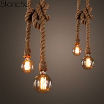 Lampe industrielle à suspendre en corde de chanvre, luminaires en corde de chanvre Vintage, rétro, Loft, lampe à suspendre pour salon, luminaires d'éclairage domestique, Luminaire Led pour décoration