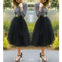 Jupe Tutu en Tulle pour femmes, , en mousseline de soie, abricot, noir, taille haute, en mousseline, en maille
