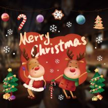Autocollants muraux de noël en verre pour bricolage, Stickers électrostatiques pour décoration de noël, Stickers muraux pour décoration de noël