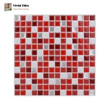 Vividtiles papier peint vinyle imperméable | Effet 3D écorce et bâton, carrelage mural mosaïque rouge coloré-1 feuille