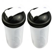 2 pièces 600ML Shaker bouteille amovible trois niveaux protéine poudre Shaker tasses sport tasse pour le mélange de protéines (noir)