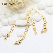 Chaîne d&#39;extension de collier en laiton plaqué or 14K, longueur 80mm, fermoir à homard, chaîne d&#39;extension de queue pour la fabrication de bijoux