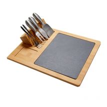 1 ensemble plateau à fromage bambou acier inoxydable pratique planche à découper plateau à fromage plateau à fromage pour cuisine maison
