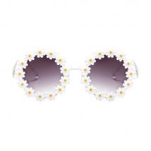 Lunettes de soleil rondes à motif Floral, accessoires de fête à motif marguerite, pour les yeux, accessoires de protection des yeux