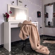 Flamingueo couverture peau de mouton couverture lit couverture canapé couverture collection hiver couverture polaire couverture Borrego Beige (130x170 cm) couverture couvre-lit canapé