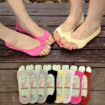 Chaussettes invisibles en coton à bout ouvert pour femmes, 1 paire, chaussons à bout ouvert