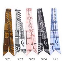 5*100cm nouvelles écharpes pour les femmes à pois en cuir impression maigre sac écharpe Foulard en soie femmes cravate ceinture Foulard pour dames