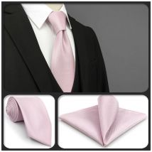 Ensemble rose unie pour bébés pour hommes, cravates à la en soie, XL Hanky classique