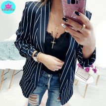 Printemps et été loisirs petit costume à manches longues rayure veste femme en Europe et en amérique en