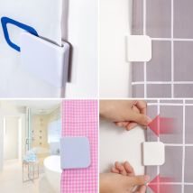 Clips pour rideau de douche, 2 pièces, pour salle de bain, coupe-vent, Anti-vent, boucle en Viscose, crochet fixe, sans couture