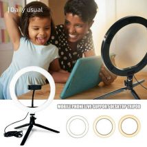 Photographie LED Selfie anneau lumière 26CM Dimmable appareil photo téléphone anneau lampe 10 pouces avec Table trépieds maquillage vidéo jardin Cocina maison