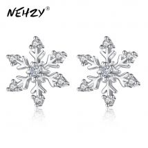 NEHZY nouvelles dames argent boucles d'oreilles flocon de neige rétro fleurs mignon bijoux de