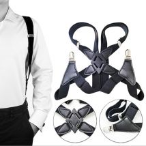 bretelles hommes large réglable quatre Clip-on x-back élastique noir bretelles robustes bretelles hommes