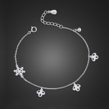 Bracelets de cheville tendance en argent Sterling 100% pour femmes, bijoux colorés de plage, cloche flocon de neige de 24 cm, 925