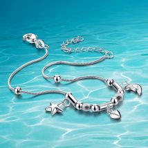Offre Spéciale! Bracelets de cheville en argent sterling 925 pour femmes, argent Sterling 925, bijoux authentiques en argent pur et solide; 925