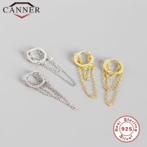 Boucles d'oreilles en argent Sterling 925 pour femmes, boucles d'oreilles à glands et perles géométriques, chaînes multicouches, petit cerceau, bijoux à la