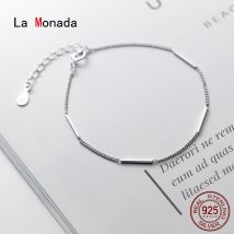 La Monada – Bracelet en argent Sterling 925 pour femmes, chaîne droite, bijoux en argent véritable 925