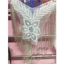 Franges en perles de fleurs pour vêtements | Franges perlées, dentelle pour robe de mariée/fête, couture de soirée