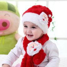 Hiver réchauffement bébé noël chapeaux moelleux nouvel an enfant chapeau Costume rouge écharpe de noël fête Costume père noël chapeau