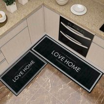 Love Home Tapis noir Tapis de cuisine Tapis anti-dérapant Tapis de porte avant Tapis de salle de bain Tapis Tapis de sol