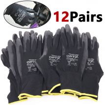 12 paires de gants de sécurité en nitrile enduit gants de travail, GANT EN POLYURÉTHANE et enduits de paume gants de travail mécaniques, obtenu CE EN388