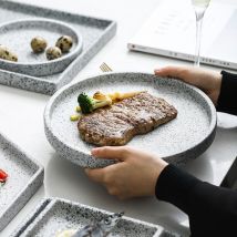 Assiette à pâtisserie en céramique pour petit déjeuner, Imitation pierre de granit, porcelaine pour dîner, Pizza, plateau à pâtes, Steak, plats à Dessert, vaisselle de table