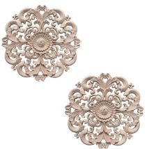 2 pièces meubles sculpture bois ornement pour placard porte fenêtre diamètre 15 cm