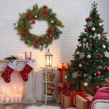 Guirlande suspendue multifonctionnelle réutilisable de guirlande artificielle de noël avec la feuille à feuilles persistantes de baie rouge pour le décor extérieur d'intérieur