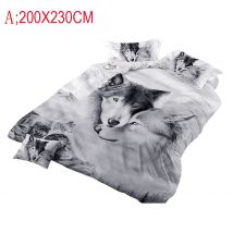 3D couette ensembles de literie Double loup Couples enfants 3D literie Cool gris loup housse de couette ensemble 3 pièces peinture housses de couette # N