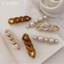 Bilandi – Barrettes à cheveux en résine pour femmes et filles, Barrettes de couleur dorée, épingle à cheveux, accessoires, , directe,