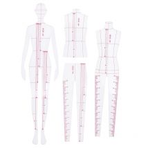 Ensemble de règles Prototype humain pour femmes, vêtement Prototype, pour tailleur, couture, dessin, outils de découpe, accessoires, 4 pièces/ensemble