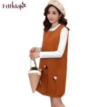 Fdfklak-ensemble brodé de 2 pièces | Vêtements de maternité pour femmes enceintes, haut court et gilet, robes de maternité