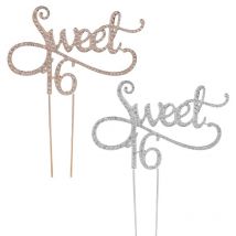 Sweet 16 gâteau Topper 16th thèmes de fête d'anniversaire avec strass décoration anniversaire fournitures Y5LE