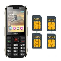 Quad carte SIM! batterie externe! 2.8 pouces! grand bouton 4 carte SIM 4 veille 3000mAh batterie externe chargeur lampe de poche servo H8