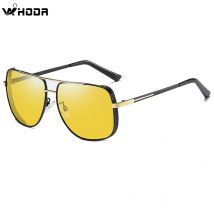 Nouvelles lunettes de soleil polarisées à monture carrée pour hommes, lunettes de Vision nocturne en métal pour la conduite, lunettes de soleil photochromiques Anti-éblouissement HSA616